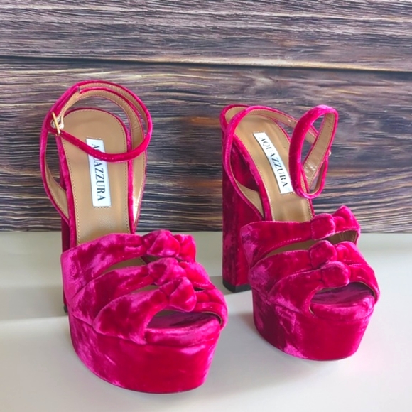 Aquazzura Mira Plateau 140mm Platform Pink Sandals - Picture 3 of 12